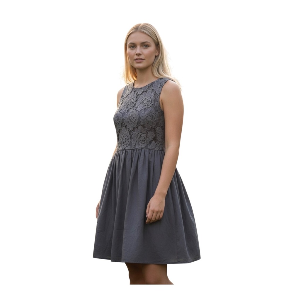 Altar'd State‎ Gray Lace Bodice Fit & Flare Mini Dress Sleeveless Gray Size L
